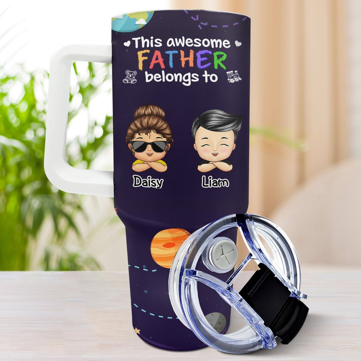 This Awesome Mommy Daddy Belongs To - Personalized Tumbler With Straw