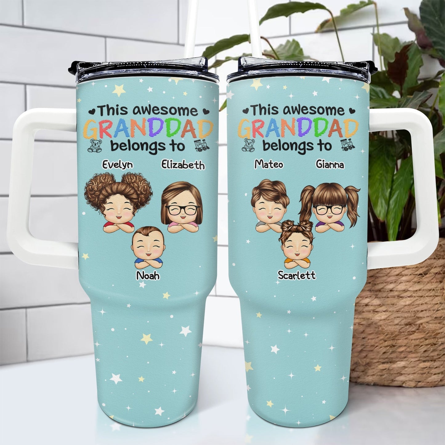 This Awesome Mommy Daddy Belongs To - Personalized Tumbler With Straw