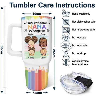 This Awesome Mommy Daddy Belongs To - Personalized Tumbler With Straw