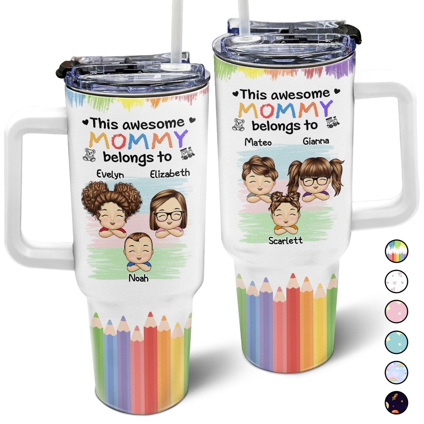 This Awesome Mommy Daddy Belongs To - Personalized Tumbler With Straw