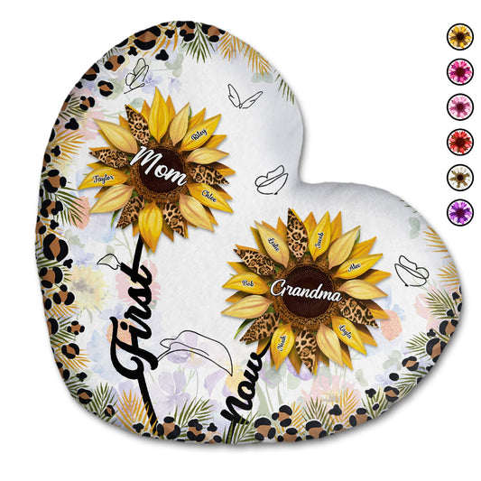 Heartfelt Personalized 'First Mom Now Grandma' Sunflower Pillow Gift