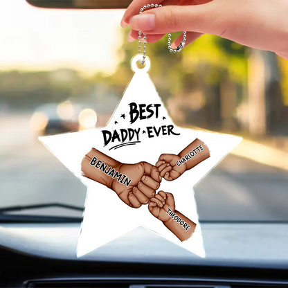 Best Dad Grandpa Ever Fist Bump - Personalized Acrylic Car Hanger