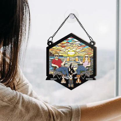 Personalized 'Husband & Wife Camping Partners For Life' Suncatcher