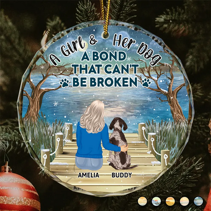 A Bond That Can't Be Broken Dog Christmas - Personalized Circle Glass Ornament