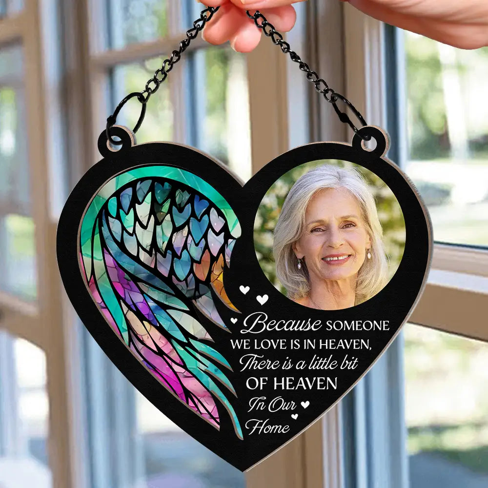 Custom Photo On Angel Wings You Were Taken Away - Personalized Window Hanging Suncatcher Ornament