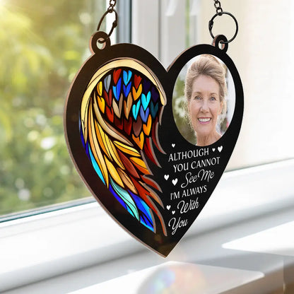 Custom Photo On Angel Wings You Were Taken Away - Personalized Window Hanging Suncatcher Ornament