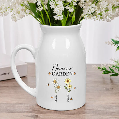 Gift For Grandma, Gift For Mother - Grandma's Garden Birth Flowers - Personalized Ceramic Flower Vase

