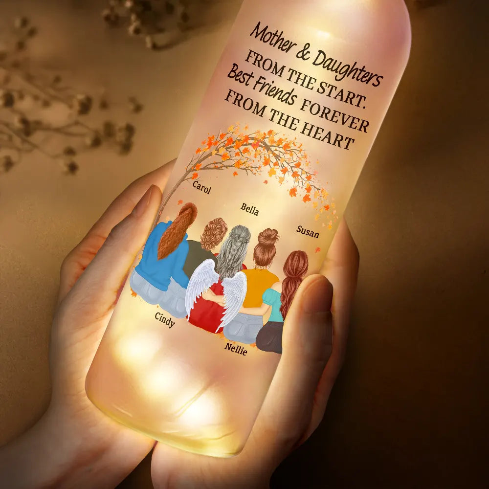 Mom, Daughters, Gift For Mother, Gift For Daughter - The Love Between Mother & Daughter Is Forever - Personalized Bottle Light

