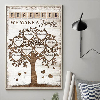 Together We Make a Family - Personalized Heart Tree Poster / Canvas