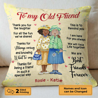 Personalized 'To My Old Friend' Bestie Pillow - Custom Gift for Best Friends