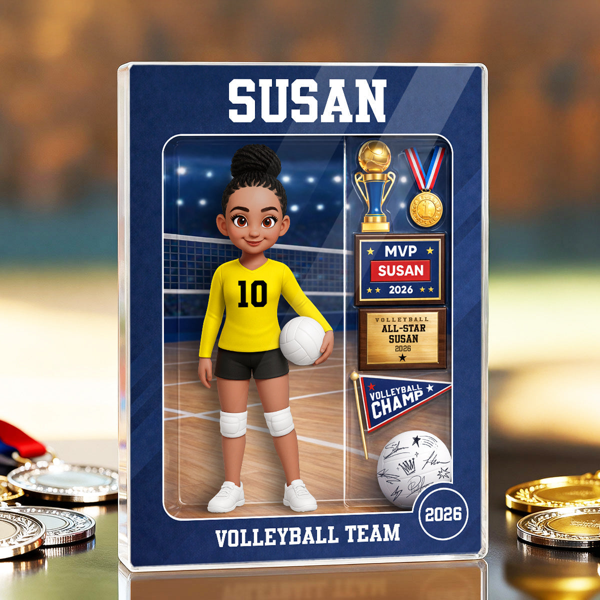 Custom Volleyball Girl Acrylic Plaque personalization view for Daughter/Granddaughter