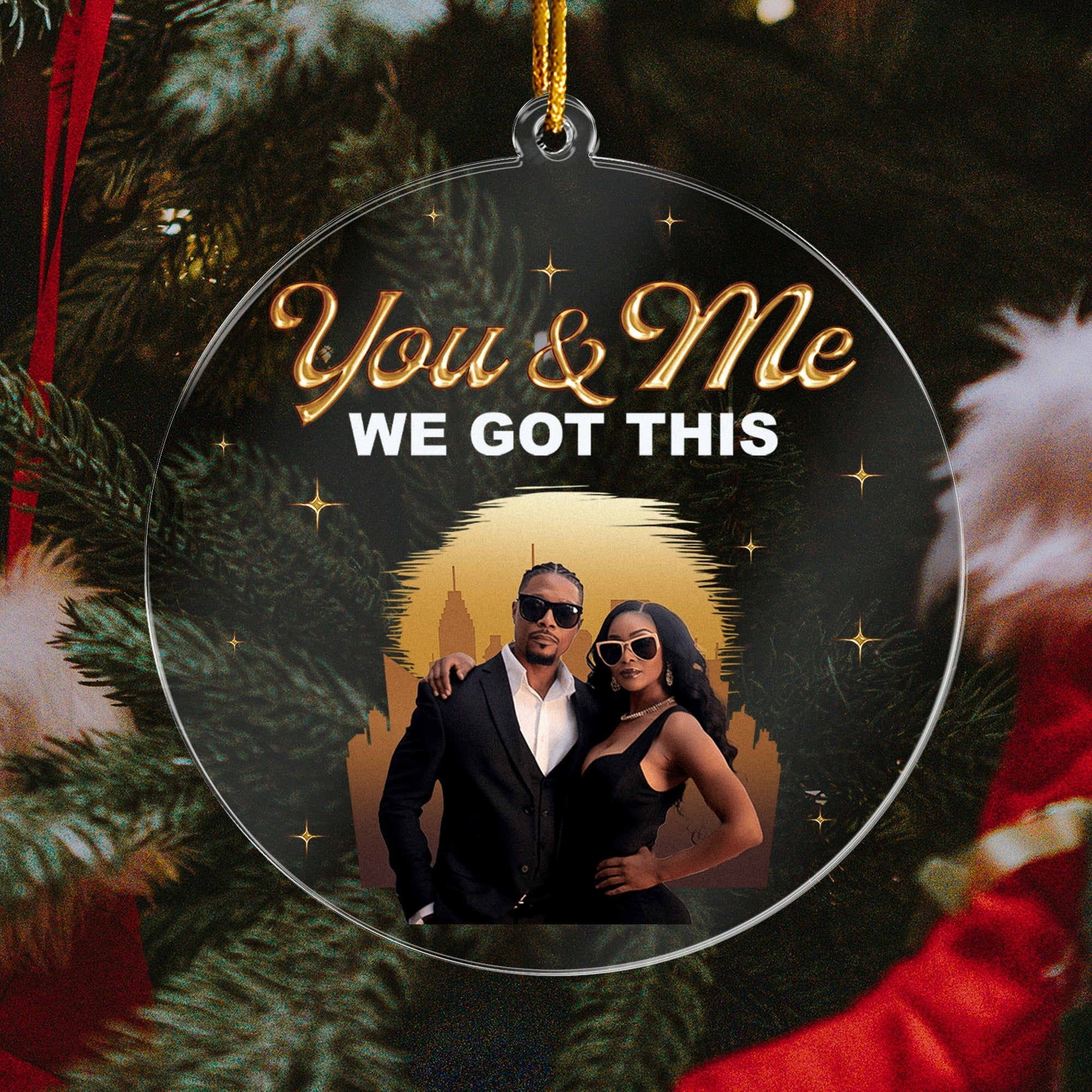 Custom Black African Couple You And Me We Got This - Personalized Circle Acrylic Photo Ornament