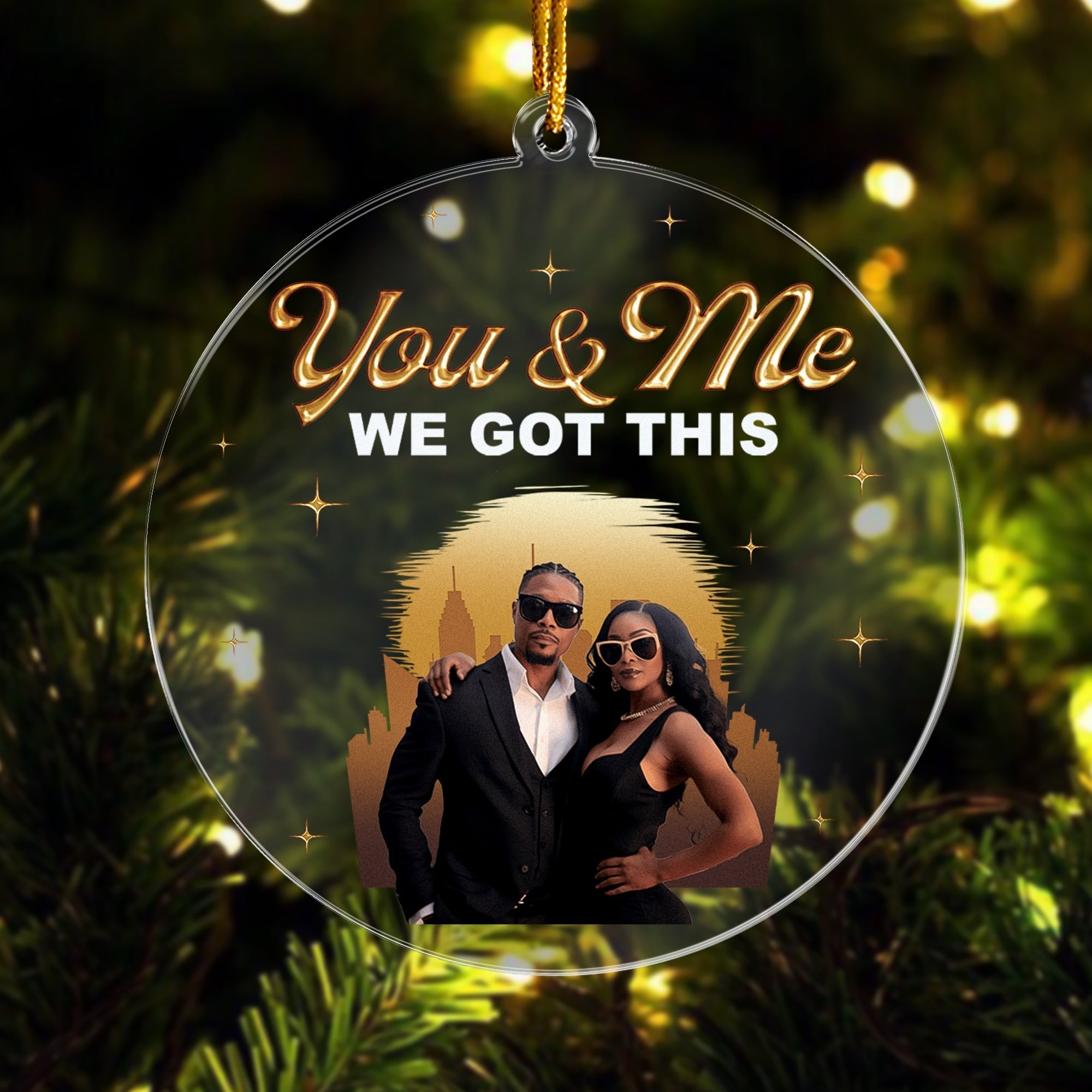 Custom Black African Couple You And Me We Got This - Personalized Circle Acrylic Photo Ornament