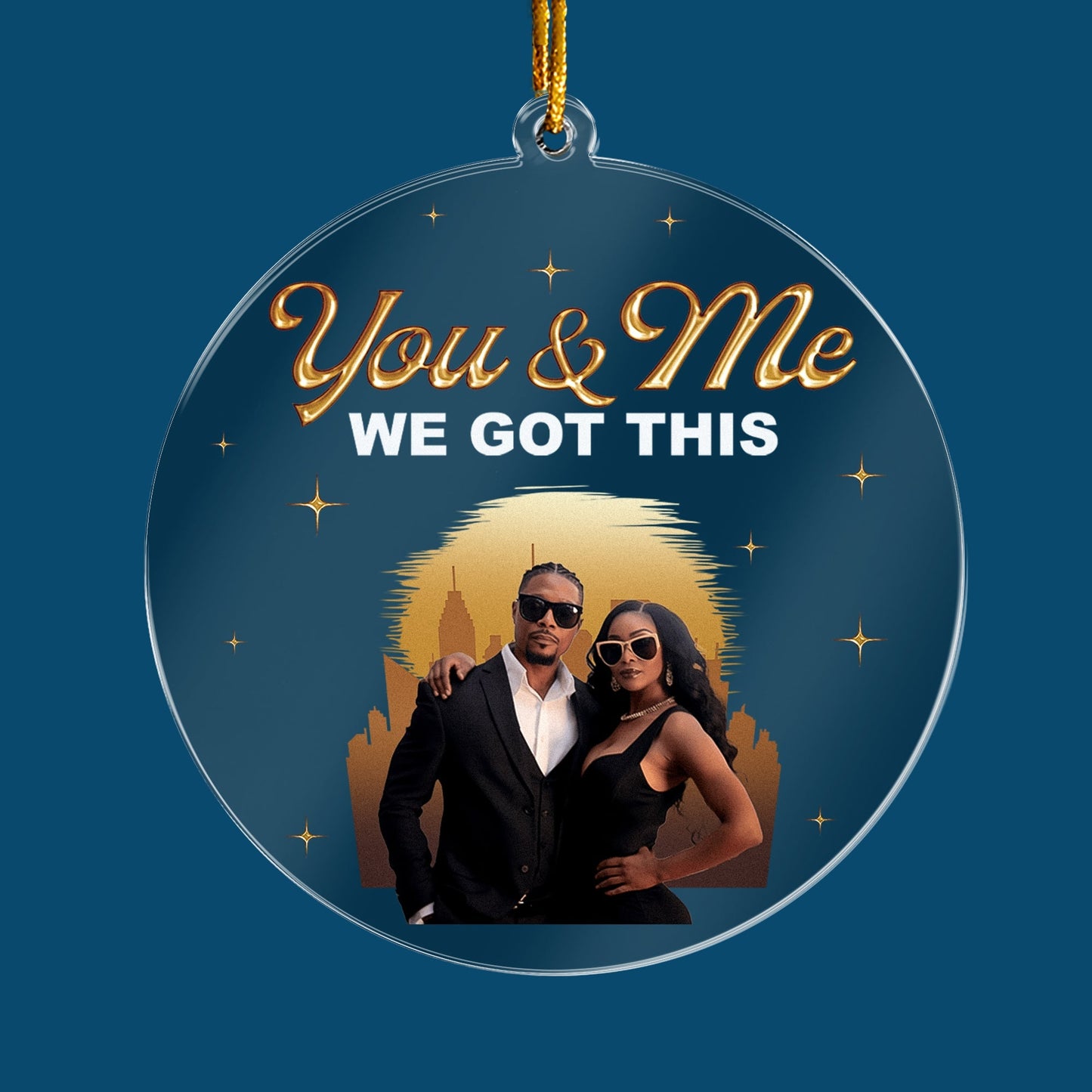 Custom Black African Couple You And Me We Got This - Personalized Circle Acrylic Photo Ornament