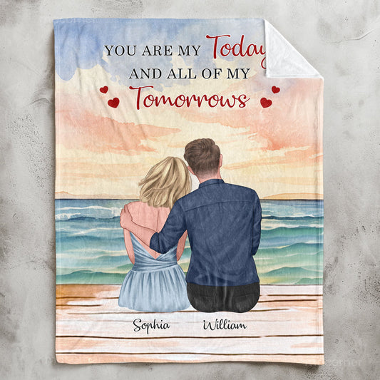 Heartfelt Personalized Blanket for Couples: "You Are My Today & All Of My Tomorrows"