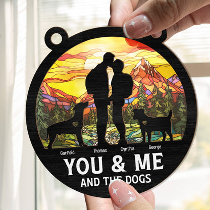 You & Me And The Dog - Personalized Window Hanging Suncatcher Ornament