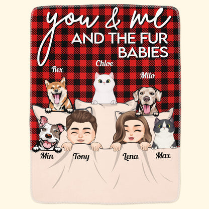 Custom 'You & Me And The Fur Babies' Pet Blanket - Personalized Gift for Couples