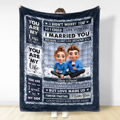 Gift For Couples,Gift For Husband,Gift For Wife,Gift For Boyfriend,Gift For Girlfriend,Love - You Are My Love You Are My Life 3D Effect Couple - Personalized Fleece Blanket, Sherpa Blanket