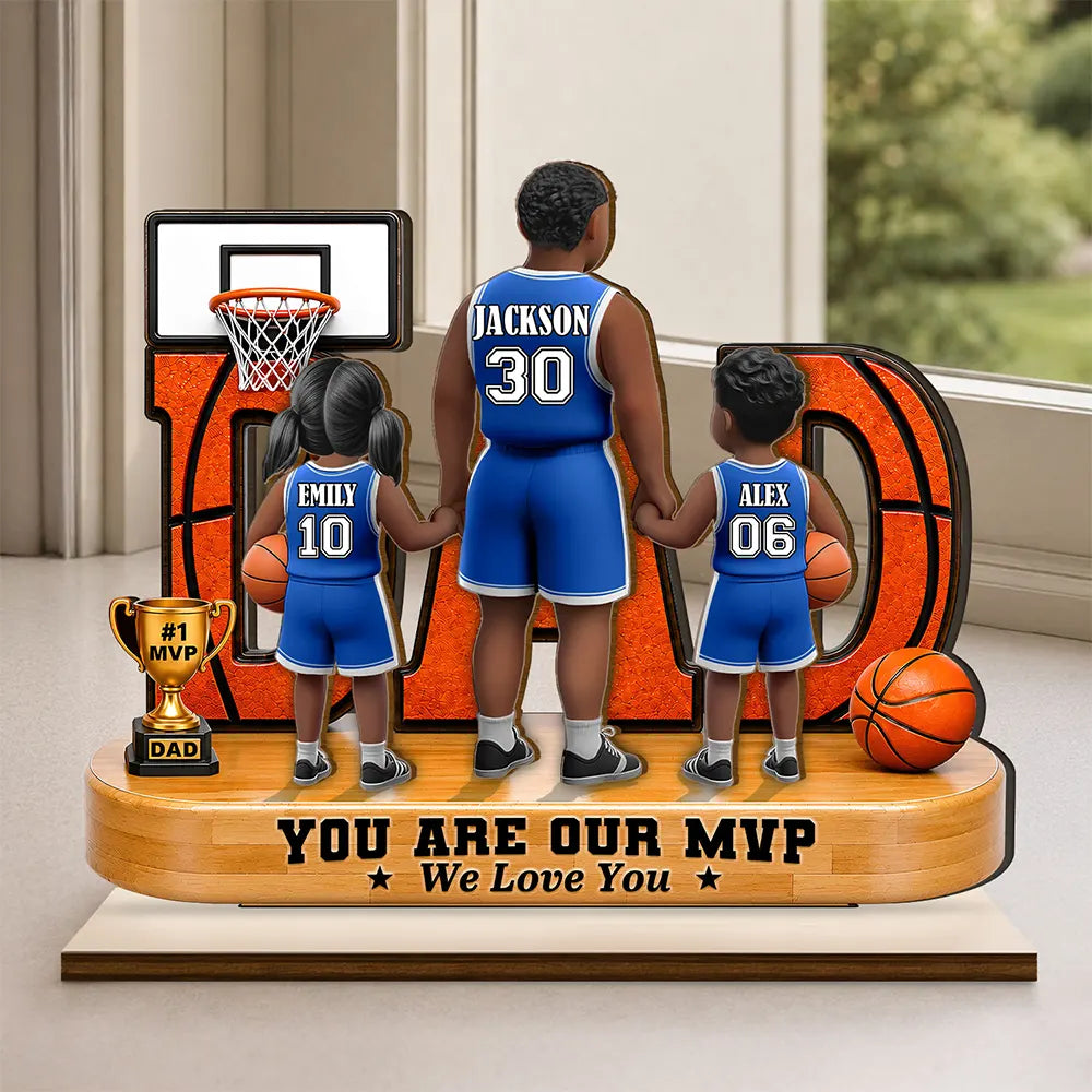 Personalized Basketball Dad Plaque for Dad with personalized design details for meaningful gifting