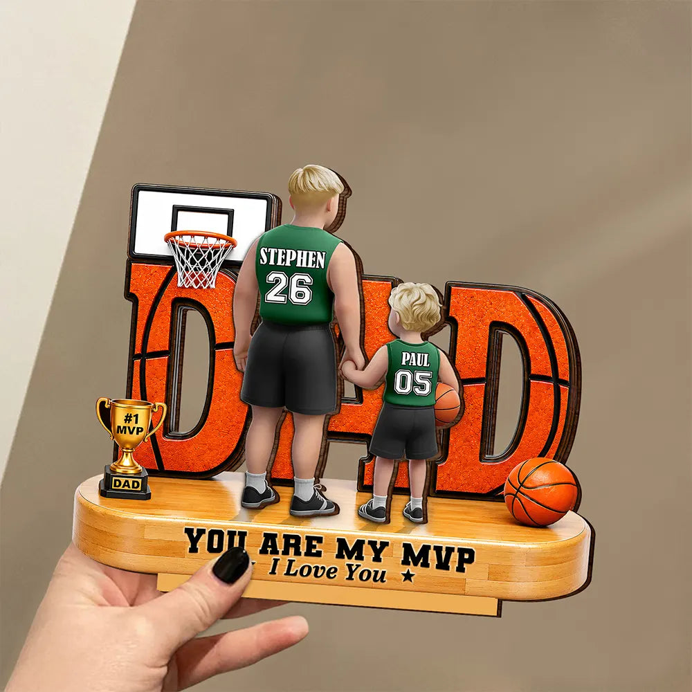 Plaque material and size view - Personalized Basketball Dad Plaque