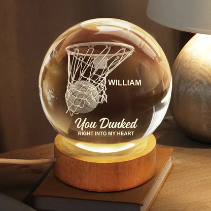 Custom Basketball Crystal Globe Lamp personalization view for Dad
