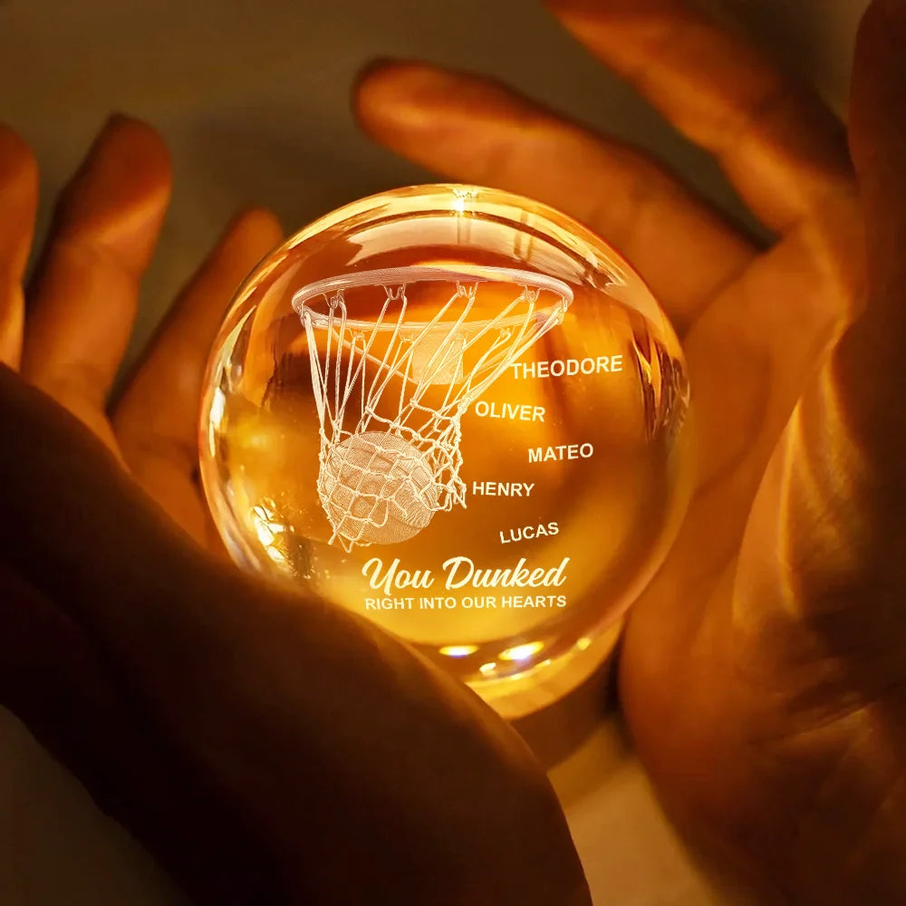 3D Led Light material and size view - Custom Basketball Crystal Globe Lamp