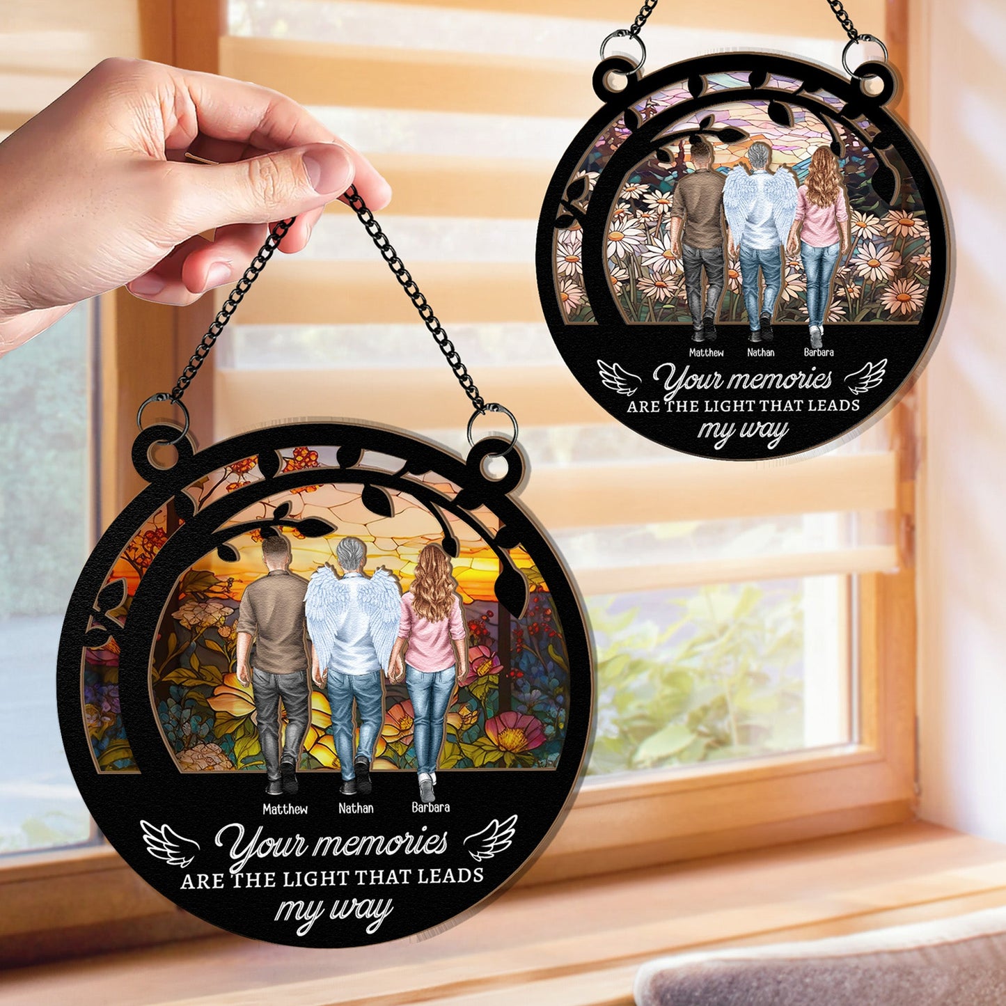 Your Memories Are The Light Memorial - Personalized Window Hanging Suncatcher Ornament