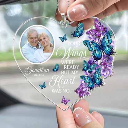 Your Wings Were Ready - Personalized Photo Car Ornament