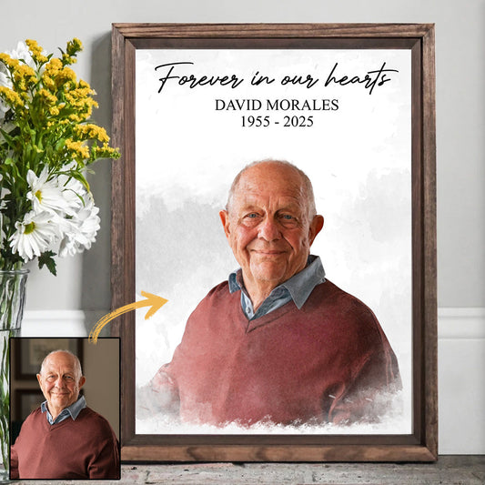 Forever In Our Hearts - Personalized Memorial Photo Poster / Canvas