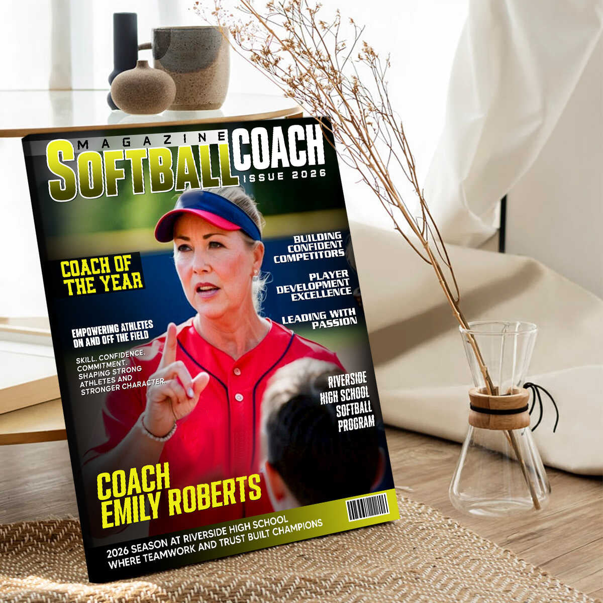 Personalized Softball Coach Magazine Cover Canvas / Poster - Appreciation & End of Season Gift