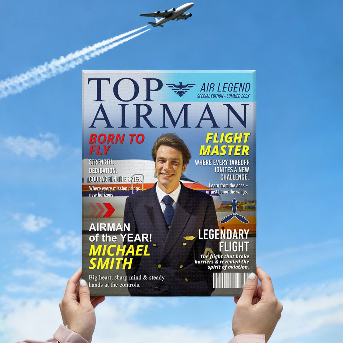Personalized “Airman Magazine Cover” Canvas / Poster - Unique Gift for Air Force Dads