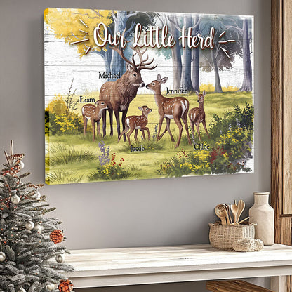Deer Love Herd Our Little Herd - Personalized Family Poster / Canvas