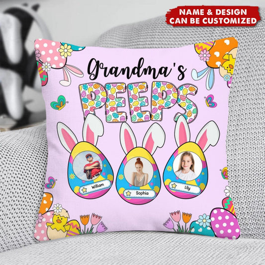 Grandma's Bunnies Ears - Personalized Easter Eggs Photo Pillow