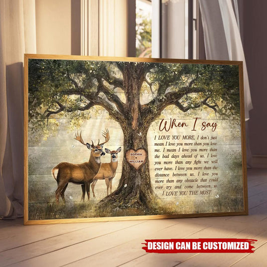 Personalized Love Tree Deer Poster / Canvas - Couple Anniversary Gifts