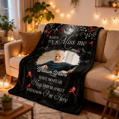 A Hug From Heaven When You Really Miss Me Memorial - Personalized Custom Photo Blanket
