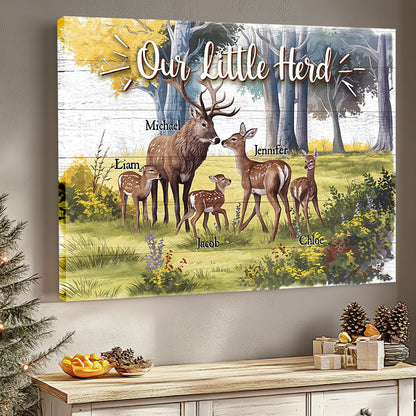 Deer Love Herd Our Little Herd - Personalized Family Poster / Canvas
