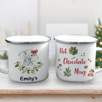 Elephant Kid Christmas Mug - Personalized Enamel Mug