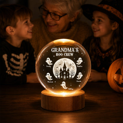 Personalized grandma night light featuring custom ghost names around a haunted house crystal ball decoration image 8