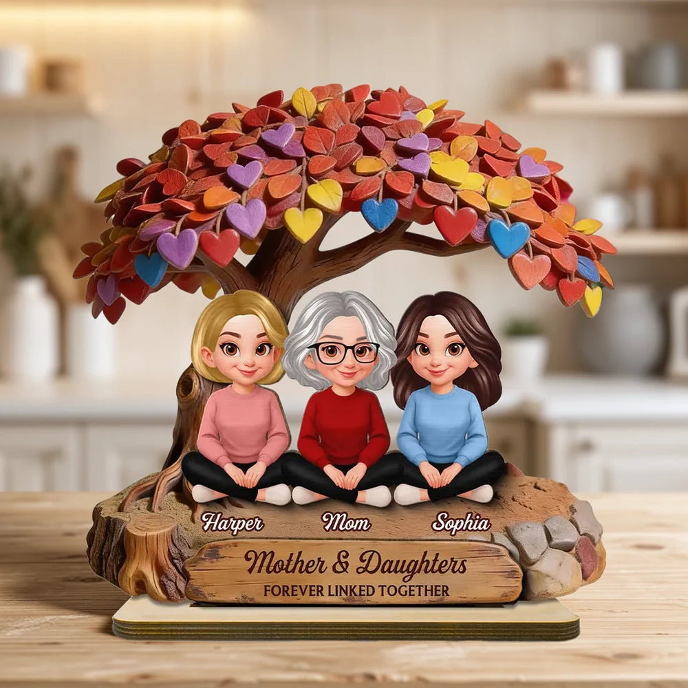 Mother & Daughter - Forever Linked Together - Personalized Plaque - Heartfelt Bond Gift