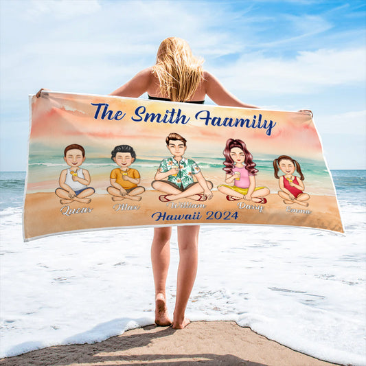 Personalized 'The [Your Name] Family' Beach Towel - Custom Vacation Keepsake