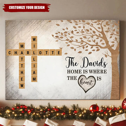 Family Whole Lot Of Love - Personalized Crossword Art Canvas, Gift For Family