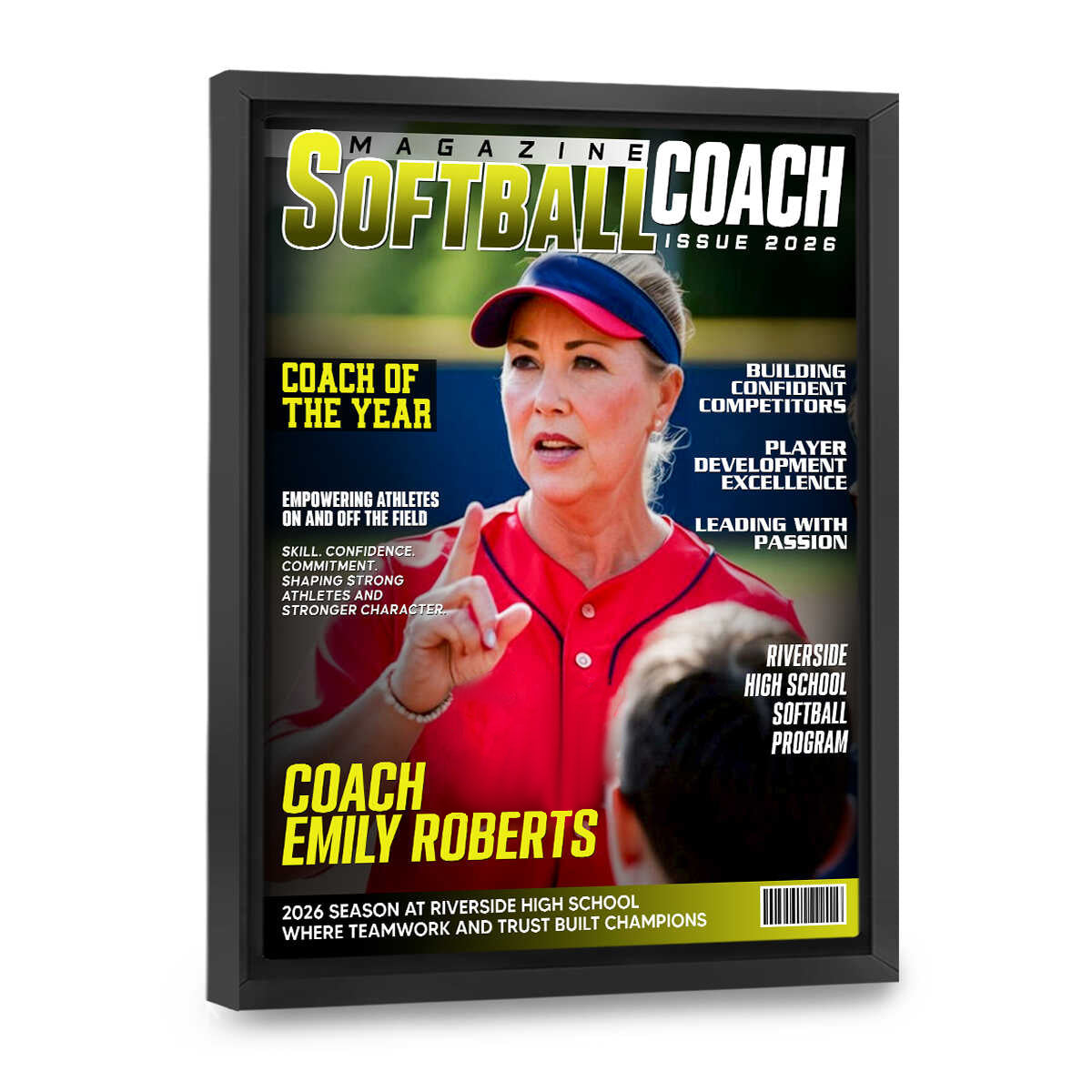 Personalized Softball Coach Magazine Cover Canvas / Poster - Appreciation & End of Season Gift