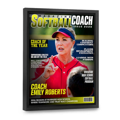 Personalized Softball Coach Magazine Cover Canvas / Poster - Appreciation & End of Season Gift
