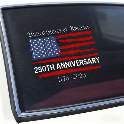 Personalized Patriotic Car Window Sticker - 250th Anniversary Gift For Families