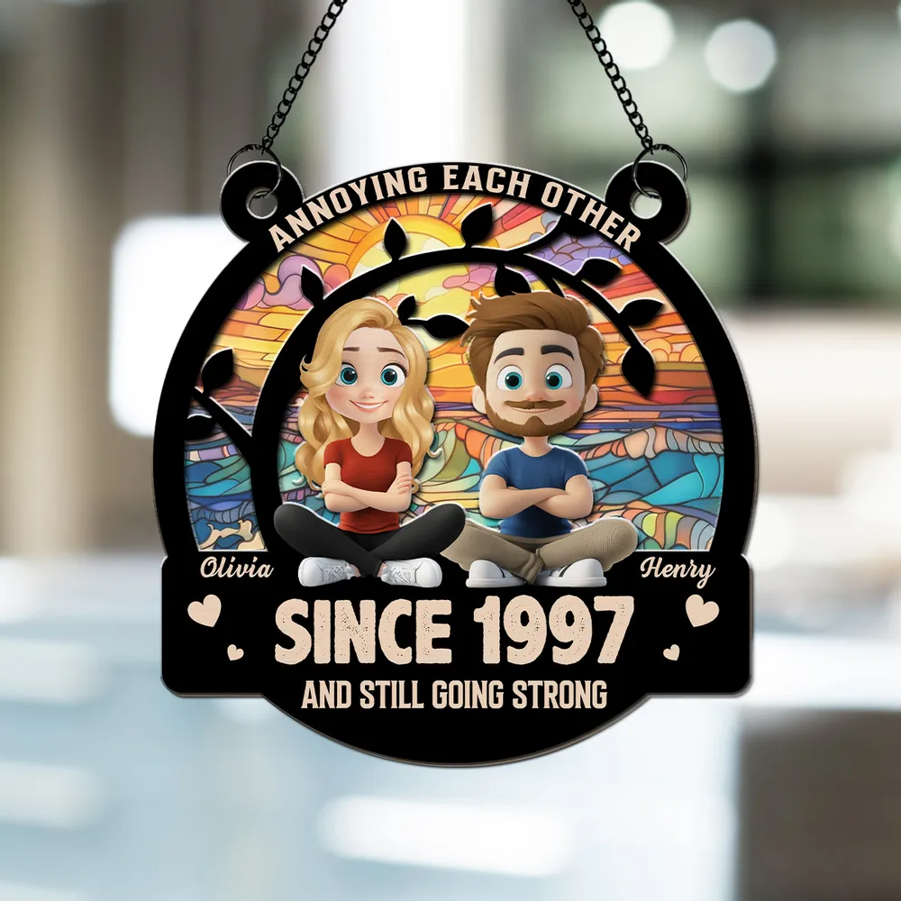 Annoying Each Other And Still Going Strong Doll Couple - Personalized Suncatcher Ornament