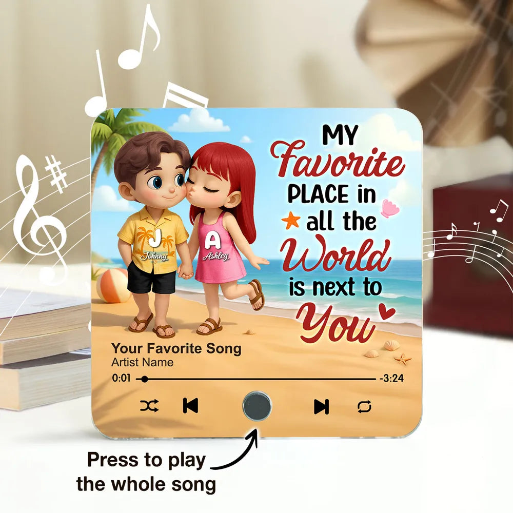 My Favorite Place In All the World Is Next To You - Personalized Music Fridge Magnet