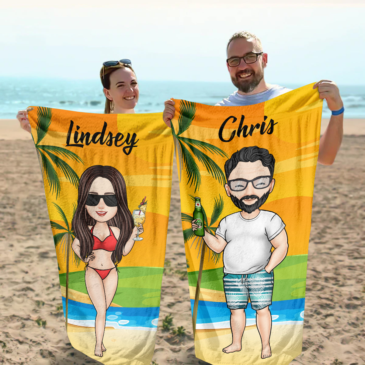 Personalized Family Summer Vacation Beach Towel - Gift For Family Friends