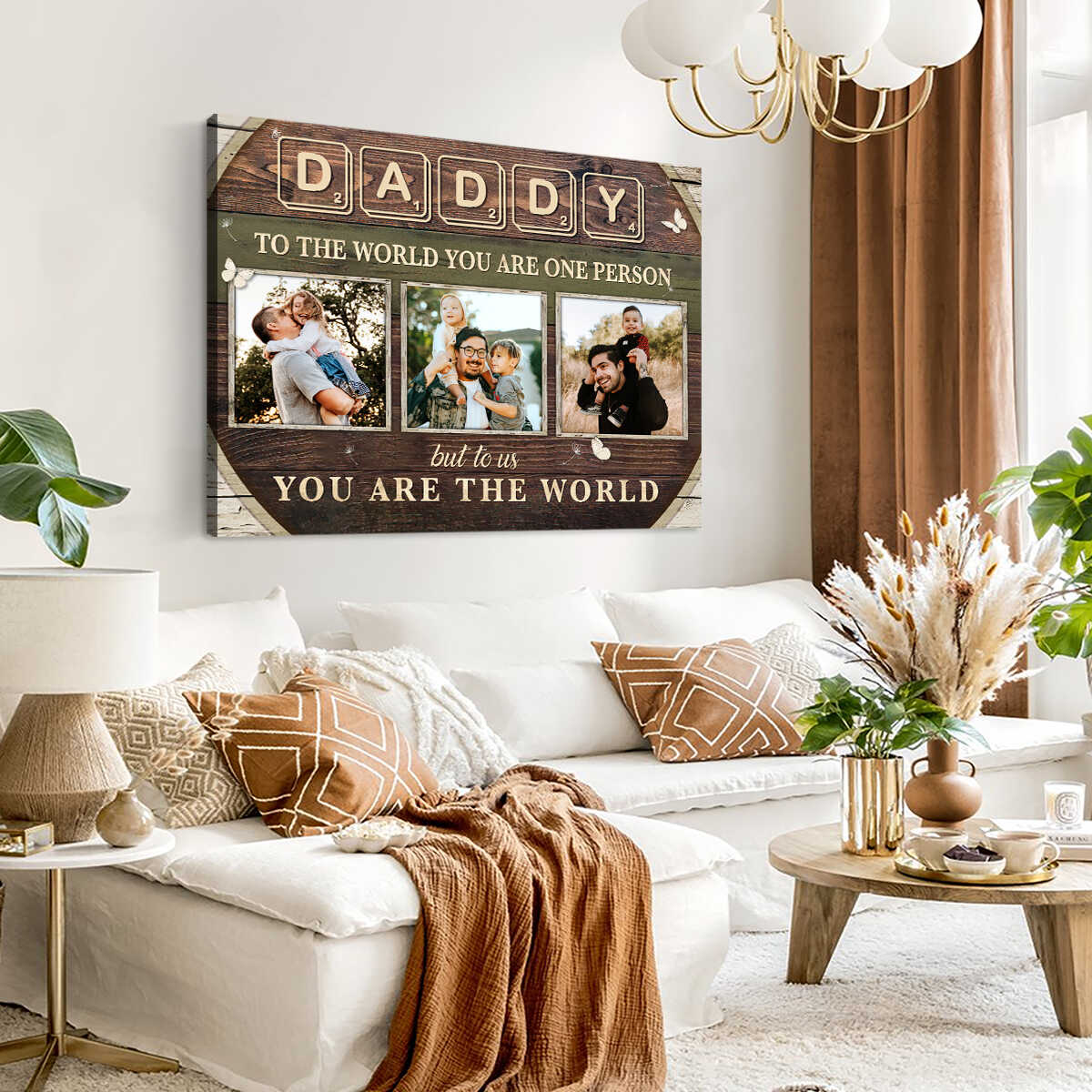 Daddy To The World You Are One Person - Personalized Custom Dad Photo Canvas / Poster