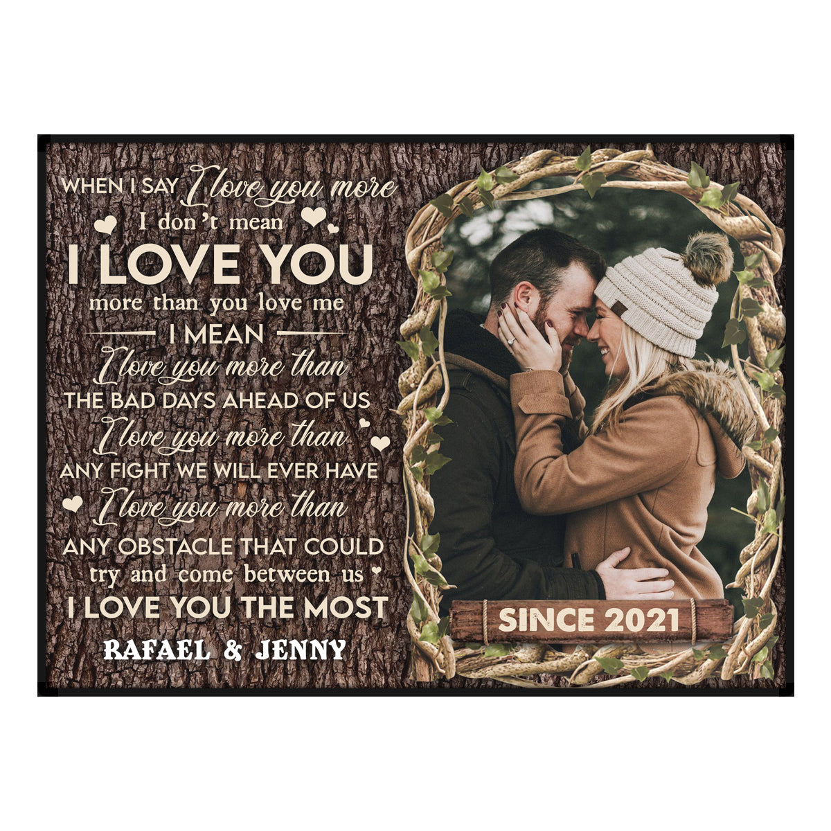 When I Say I Love You More - Personalized Couples Canvas / Poster