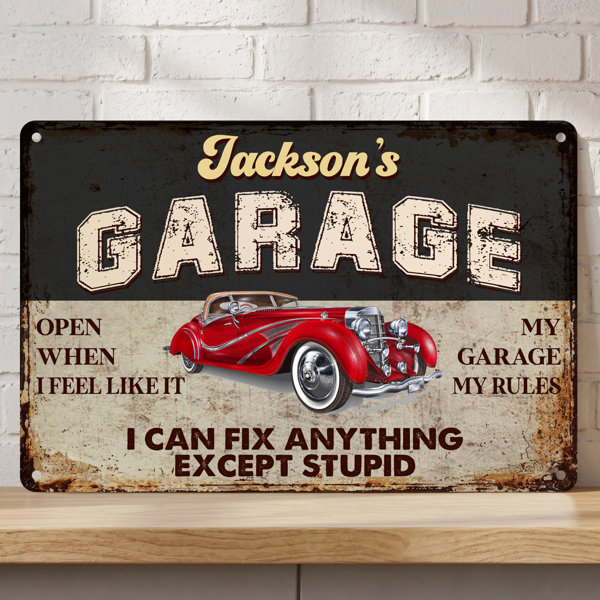 Metal Sign material and size view - Personalized Garage Metal Sign